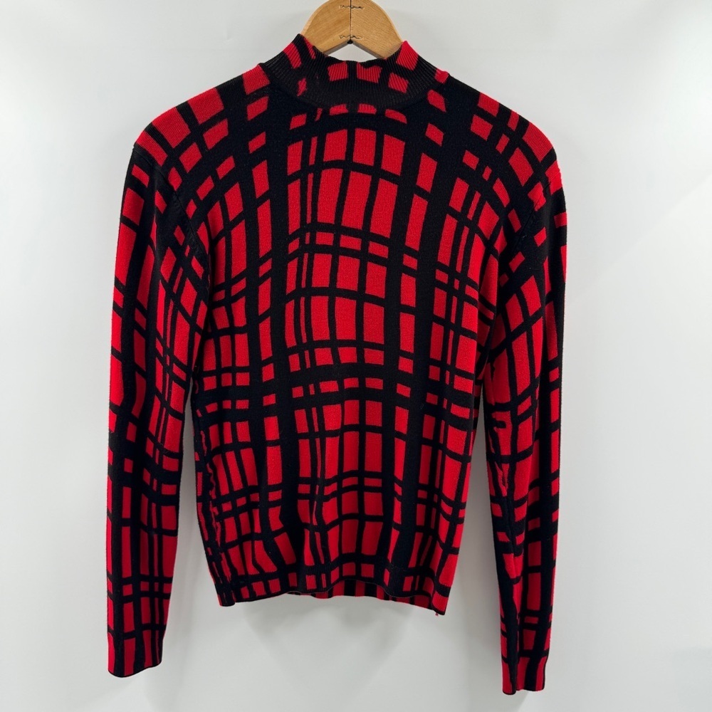 Juliana Red Abstract Criss Cross Sweater Y2K Vintage Fit Small/Medium